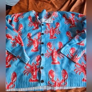 Ladies Nwot Lobster Print Blue Cardigan